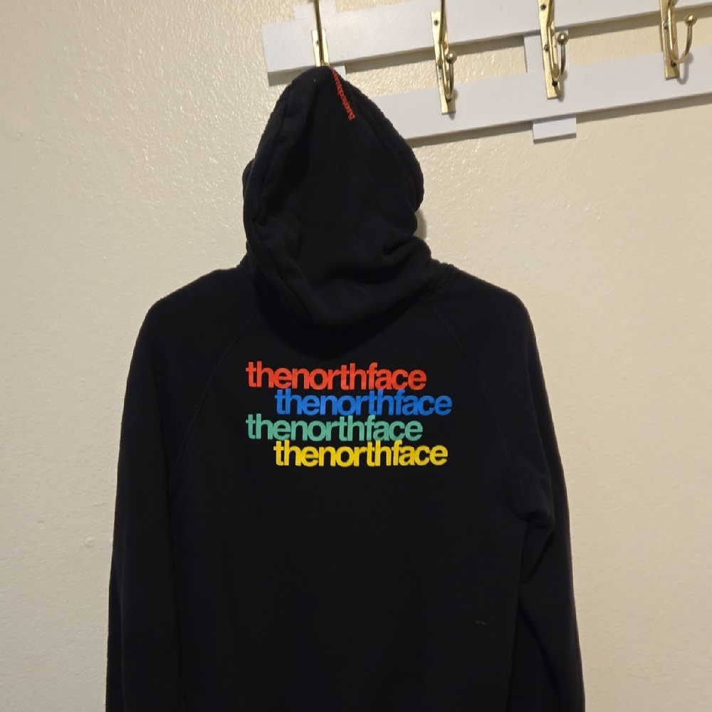 The North Face Men's Black Hoodie with Colorful Logo